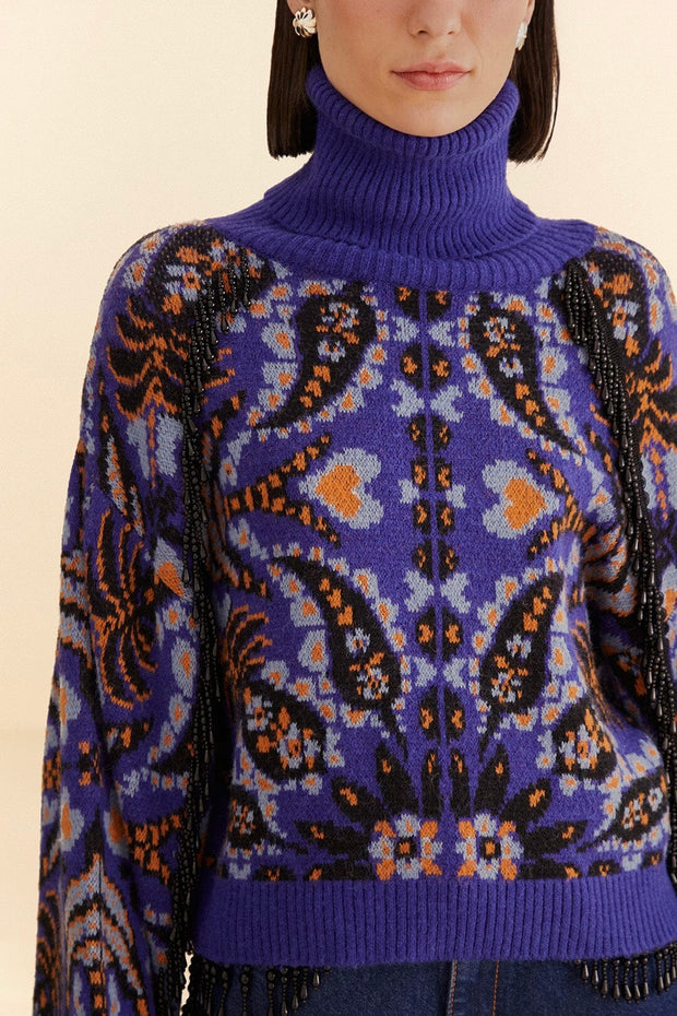 MARTINA SCARF SEQUIN KNIT CARDIGAN