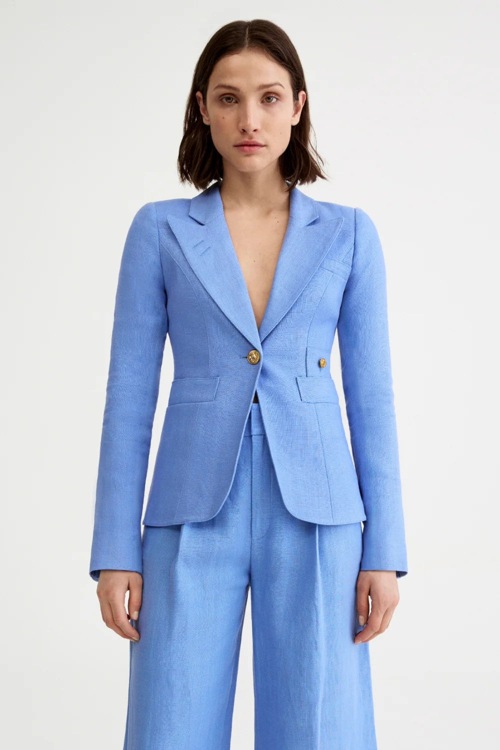 LINEN CLASSIC DUCHESS BLAZER - Jackets - Sassanova