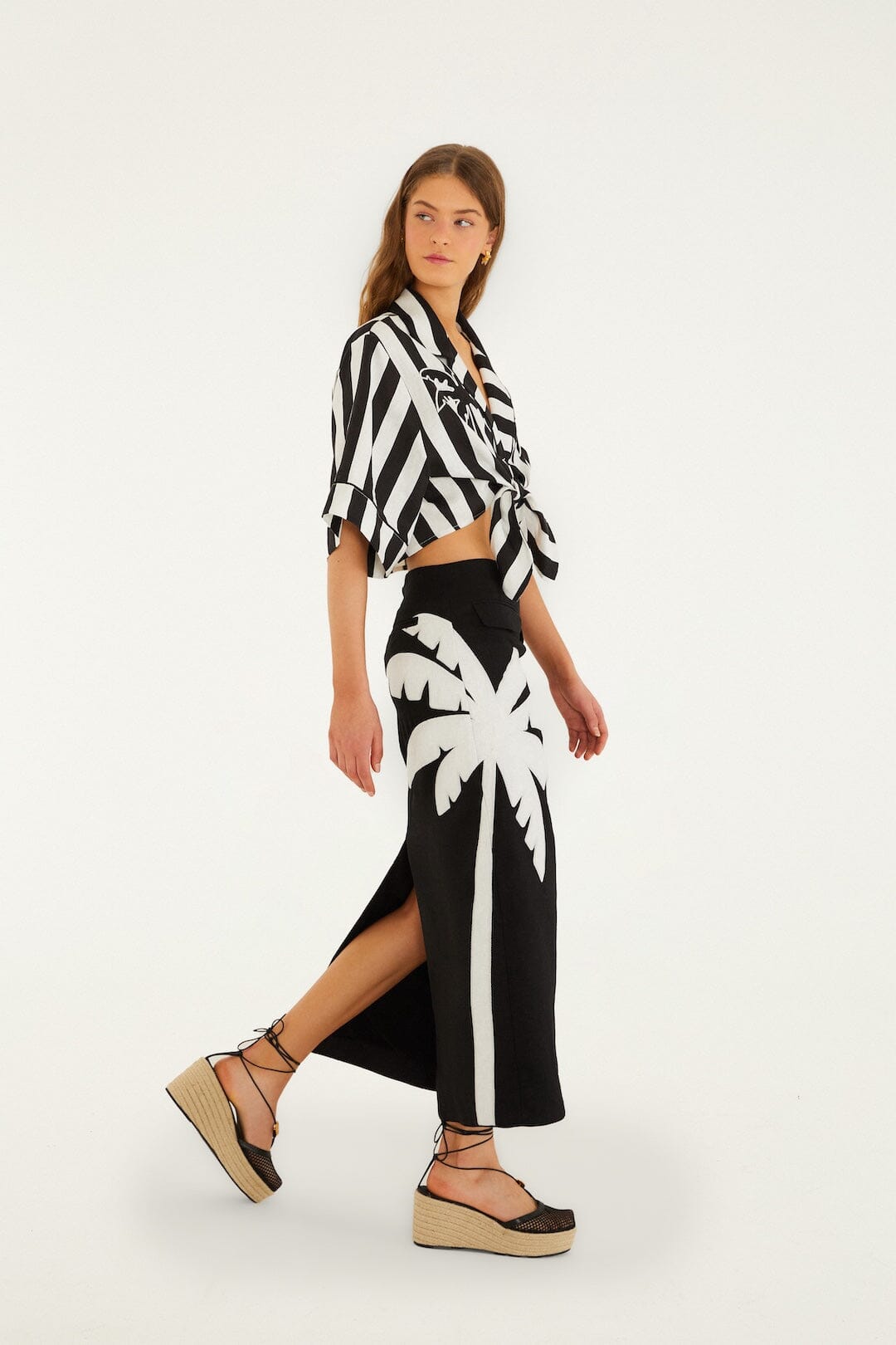 PALM TREE MAXI SKIRT - Skirts - Sassanova
