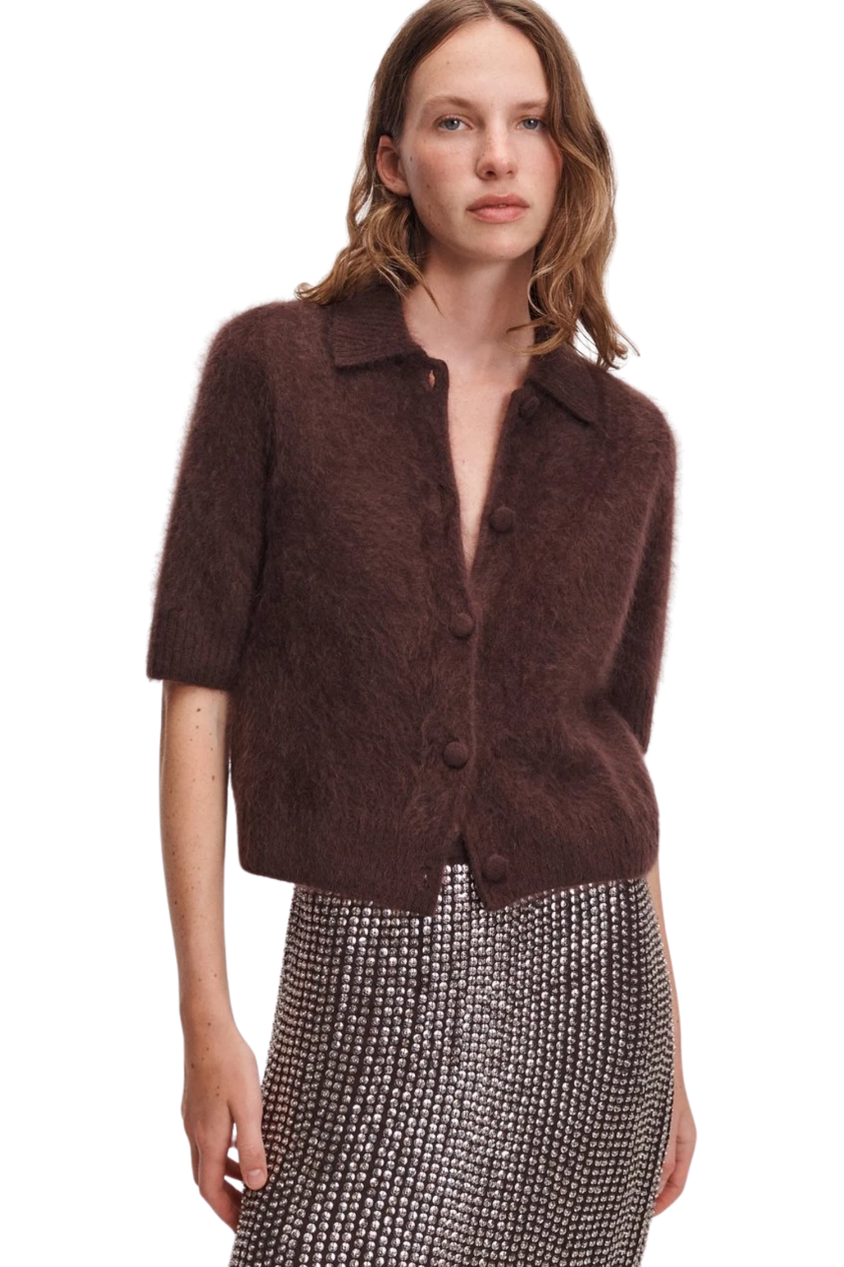 JADA BRUSHED SHORT SLEEVE CASHMERE CARDI Sassanova