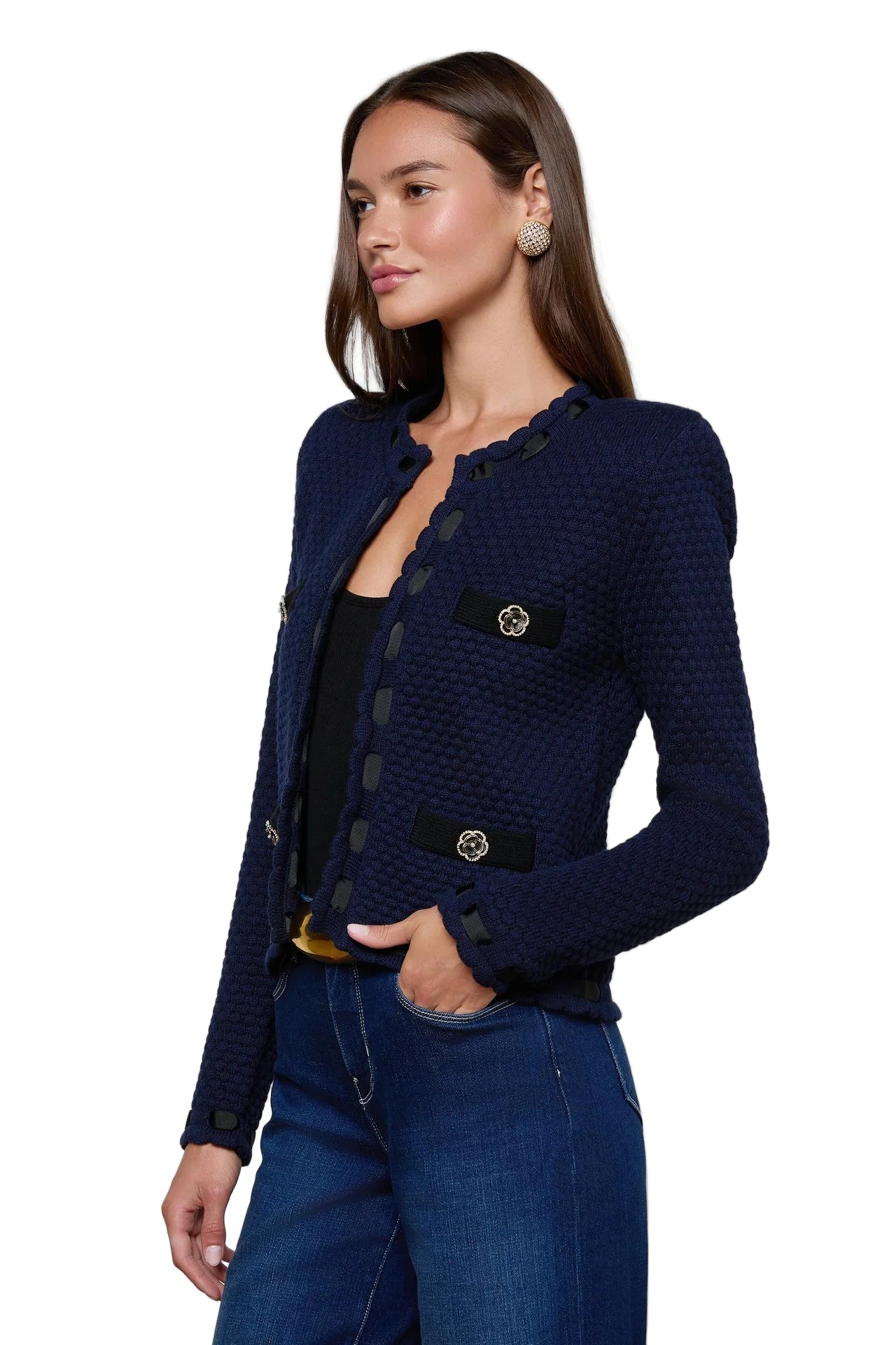 ASTOR CONTRAST TRIM CARDI - Sweaters - Sassanova