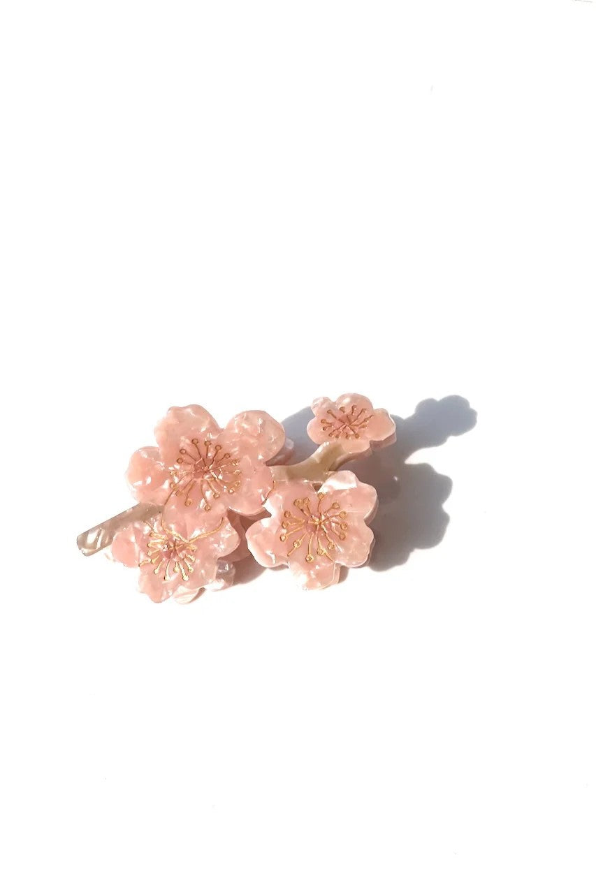 HAND PAINTED PINK CHERRY BLOSSOM HAIR CLIP - sassanova