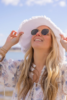 FRINGED CANVAS PACKABLE SUNHAT- WHITE - Hats - Sassanova