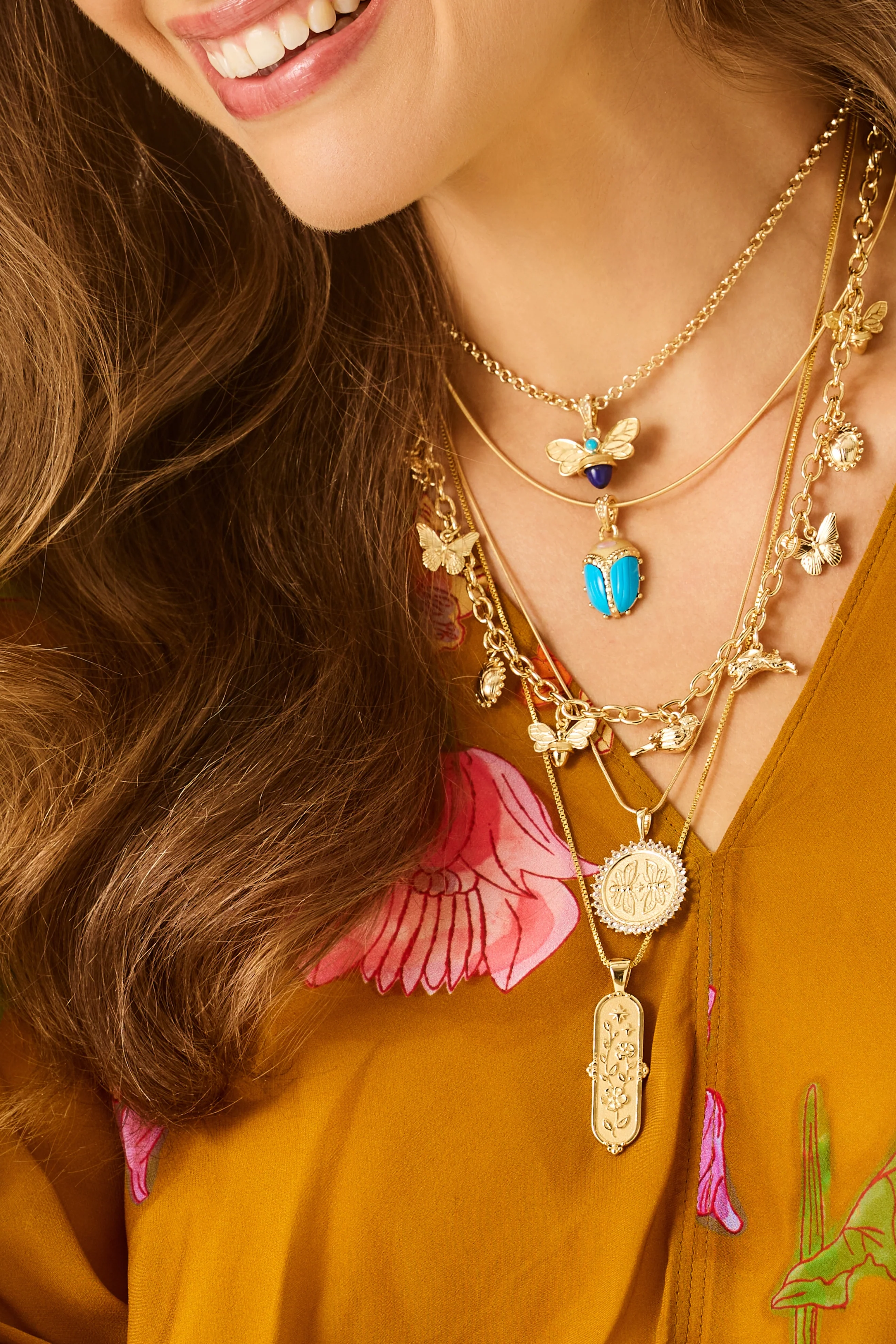 PROTECT GUARDIAN TURQUOISE SCARAB PENDANT- CLASSIC ROLO CHAIN - Necklaces - Sassanova