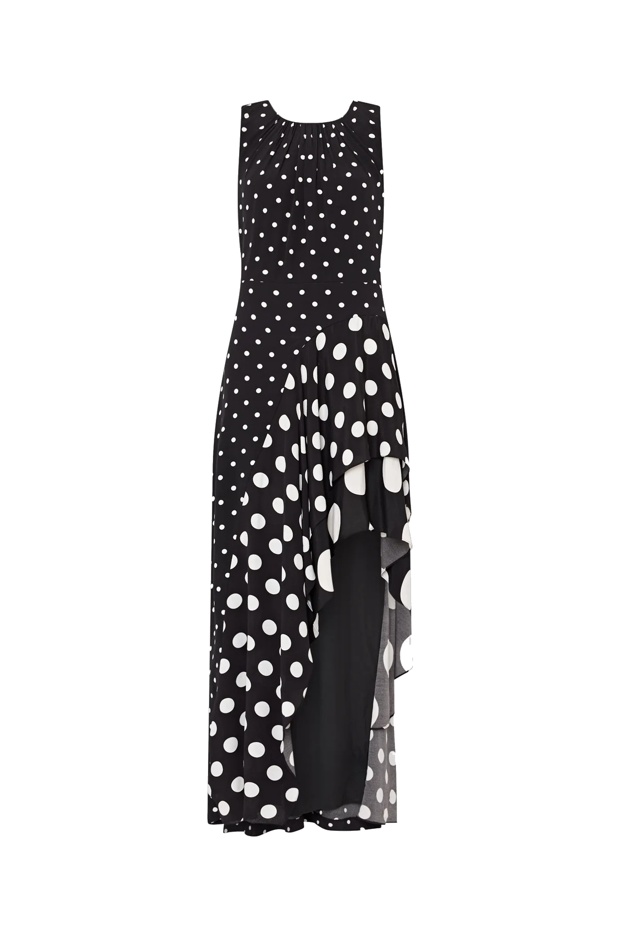 SPENCER POLKA DOT COMBO SLVLS RUFFLE DRESS - Dresses - Sassanova