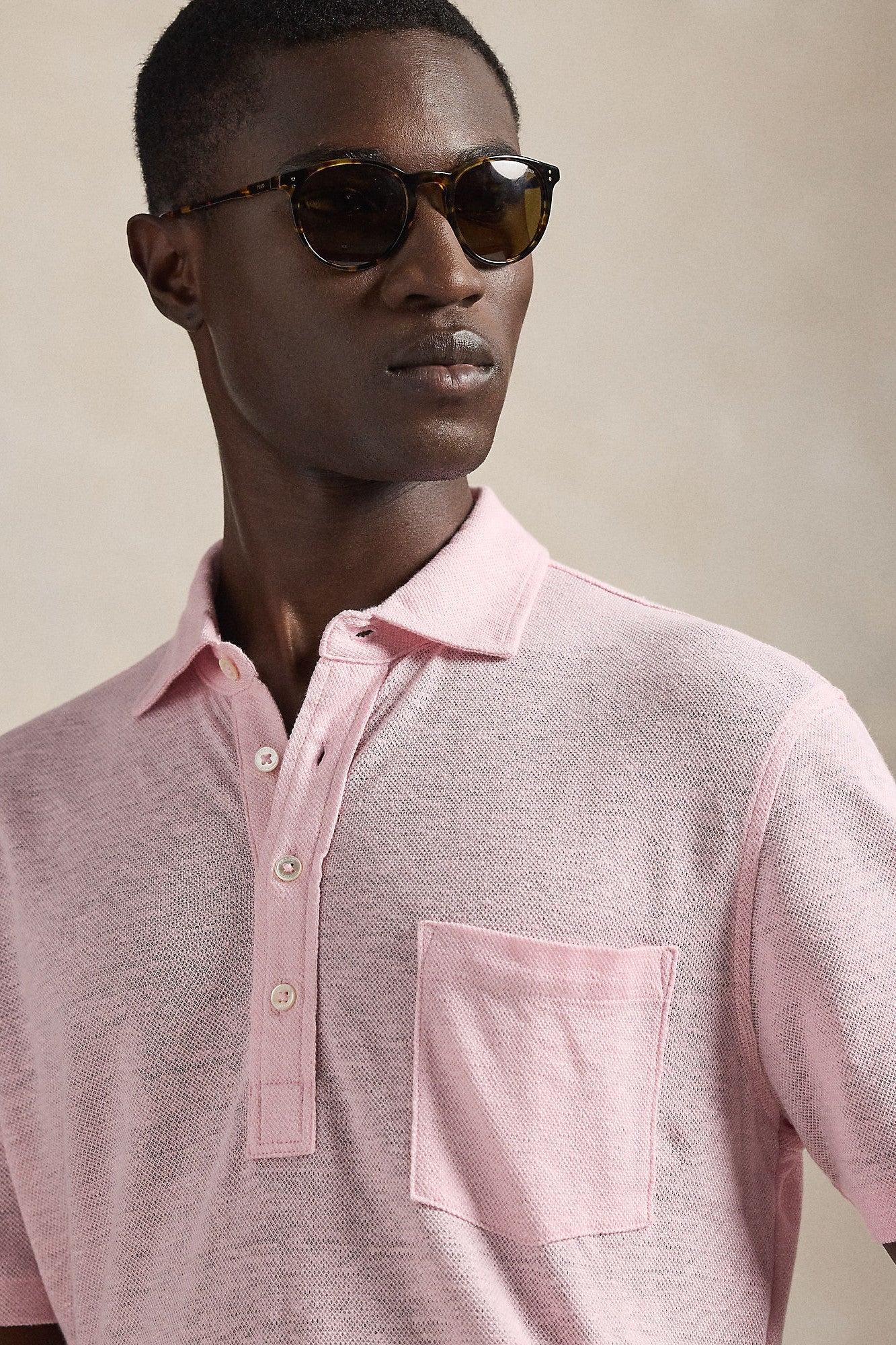 SHORT SLEEVE LINEN PIQUE POLO - Polos - Novaman