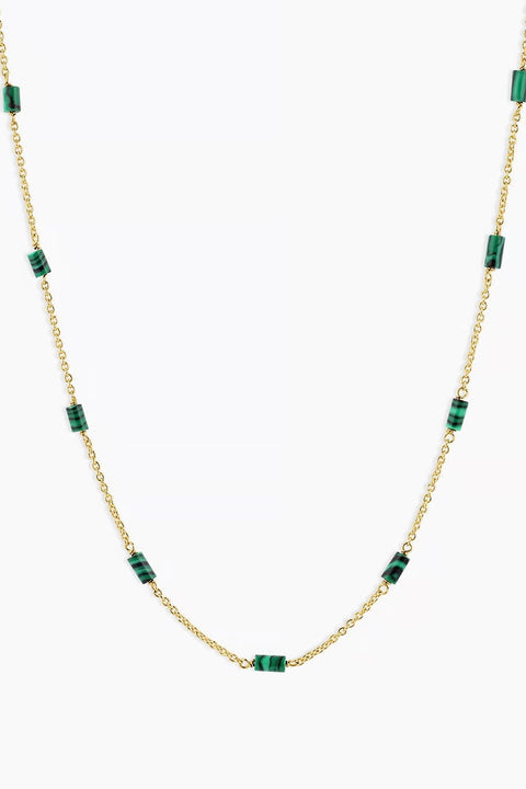 TATUM BEAD NECKLACE - GLD/MALACHITE GREEN