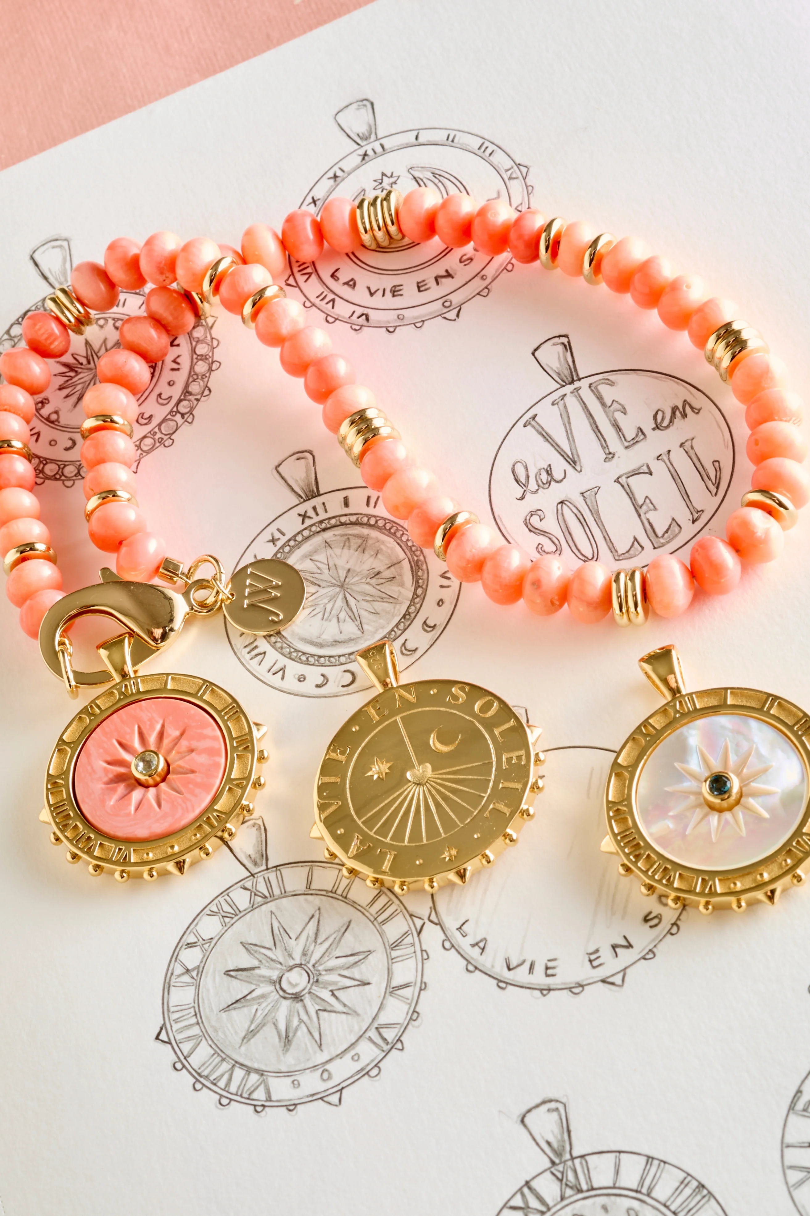 FOREVER LA VIE EN SOLEIL MOTHER OF PEARL PENDANT- CLASSIC ROLO CHAIN - Necklaces - Sassanova