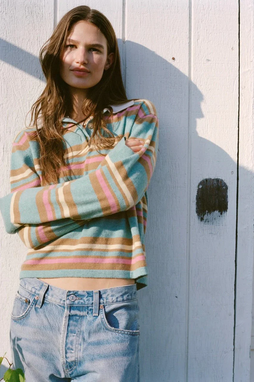CROPPED STRIPED RUGBY SWEATER - Sweaters - Sassanova