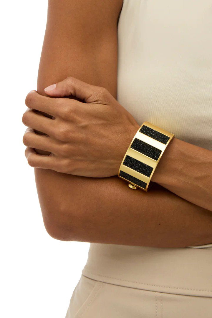LOLA STRIPED HINGED CUFF - sassanova