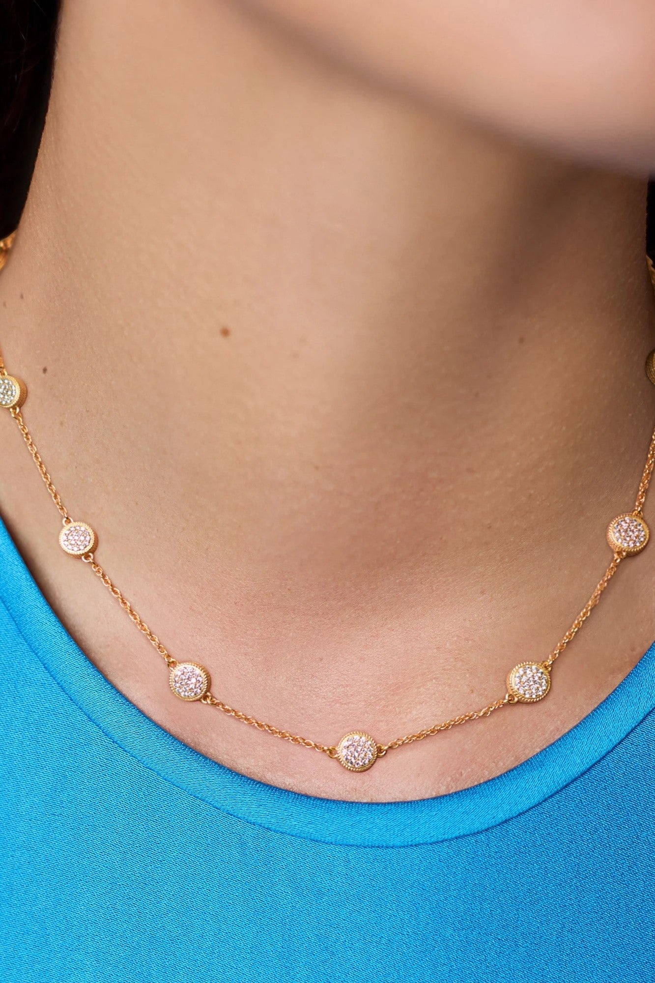 WINDSOR DELICATE PAVE NECKLACE- GOLD/CUBIC ZIRCONIA - Necklaces - Sassanova