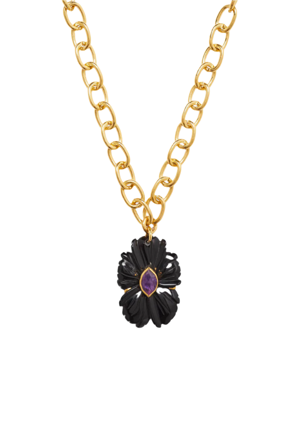 BLACK AGATE FLOWER PENDANT NECKLACE (NGZ-15275)
sassanova