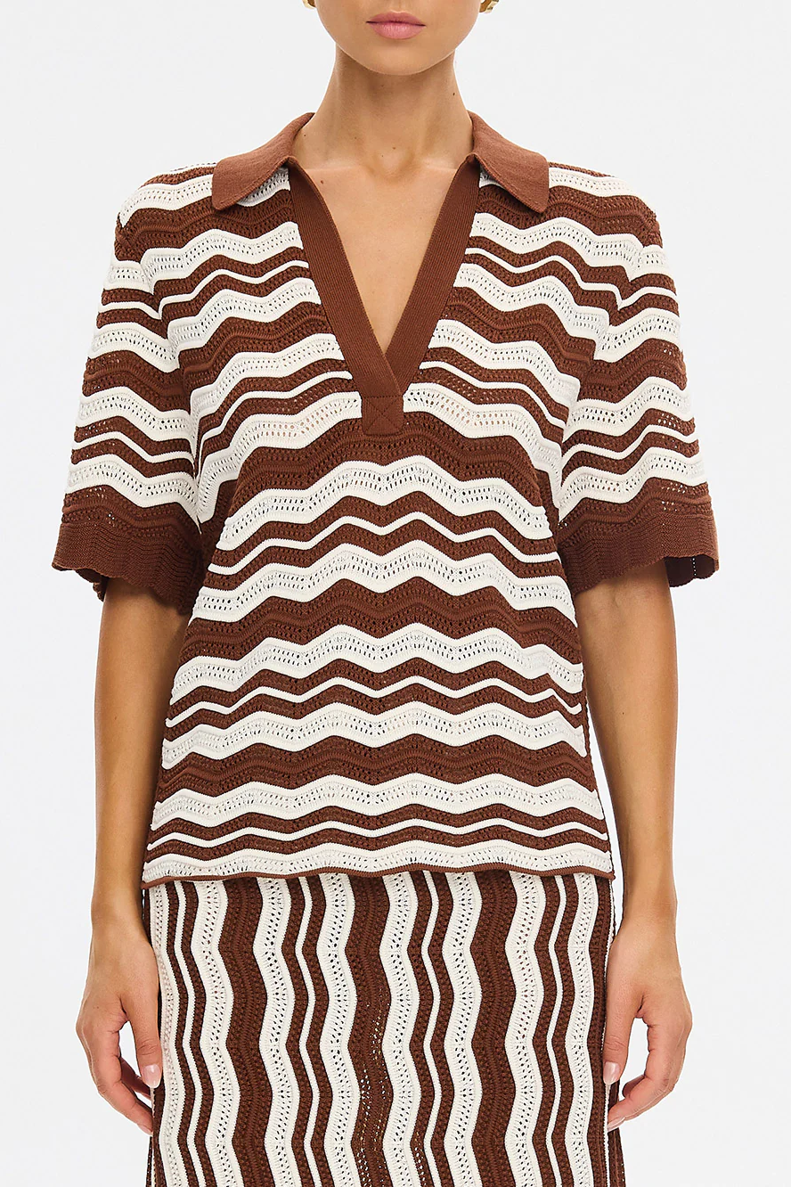 SARAH KNIT POLO TOP - Blouses - Sassanova