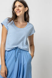 STRIPED SCOOP NECK TEE (PA2463)