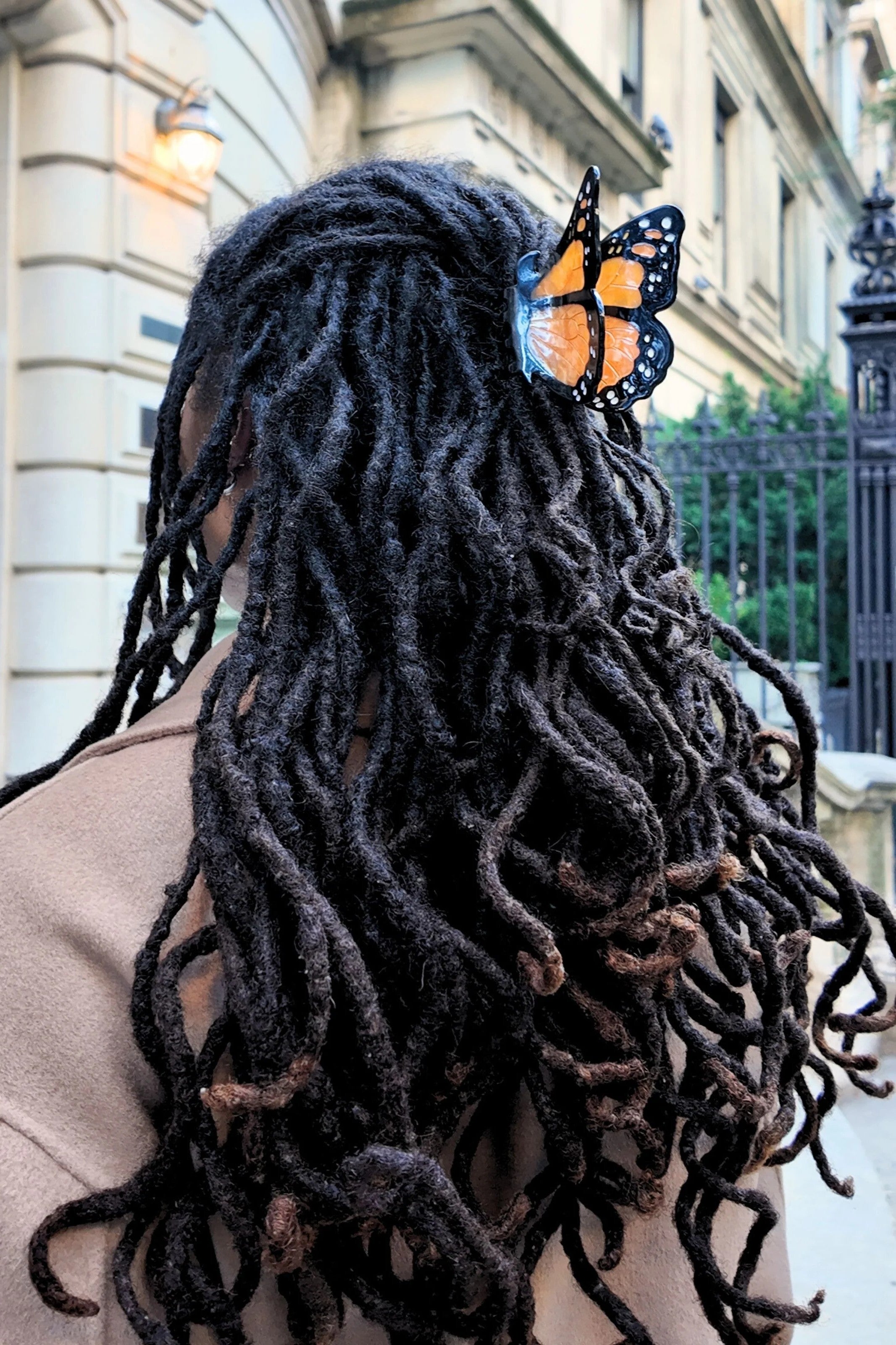 HAND PAINTED ORANGE MONARCH BUTTERFLY HAIR CLIP - sassanova