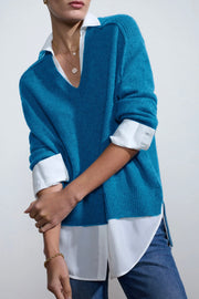 V-NECK LAYERED PULLOVER