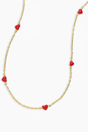 AMOUR NECKLACE- GLD/RED