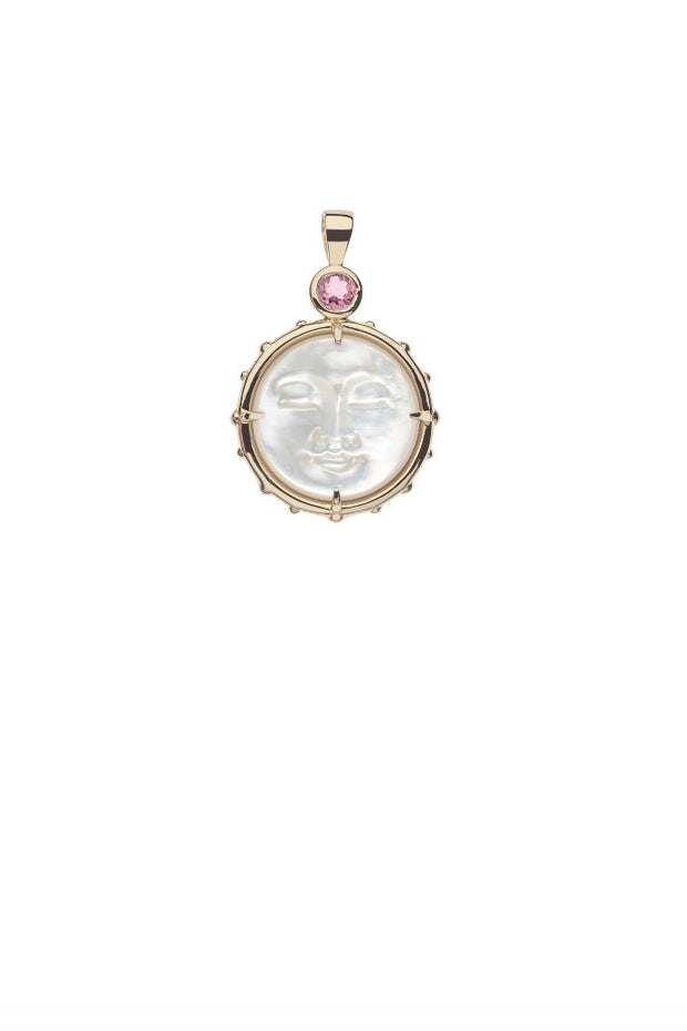 FOREVER WHT MOP MOON & BACK FACE NECKLACE- SATELLITE CHAIN
