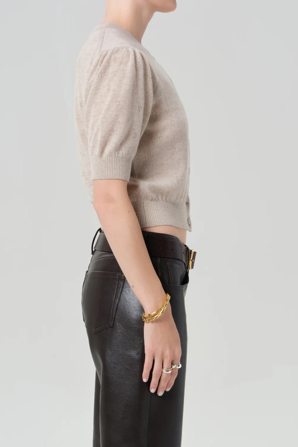 RAINA POINTELLE SHORT SLEEVE CARDIGAN - Sweaters - Sassanova