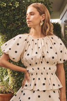 BREAKFAST SMOCKED TOP - Blouses - Sassanova