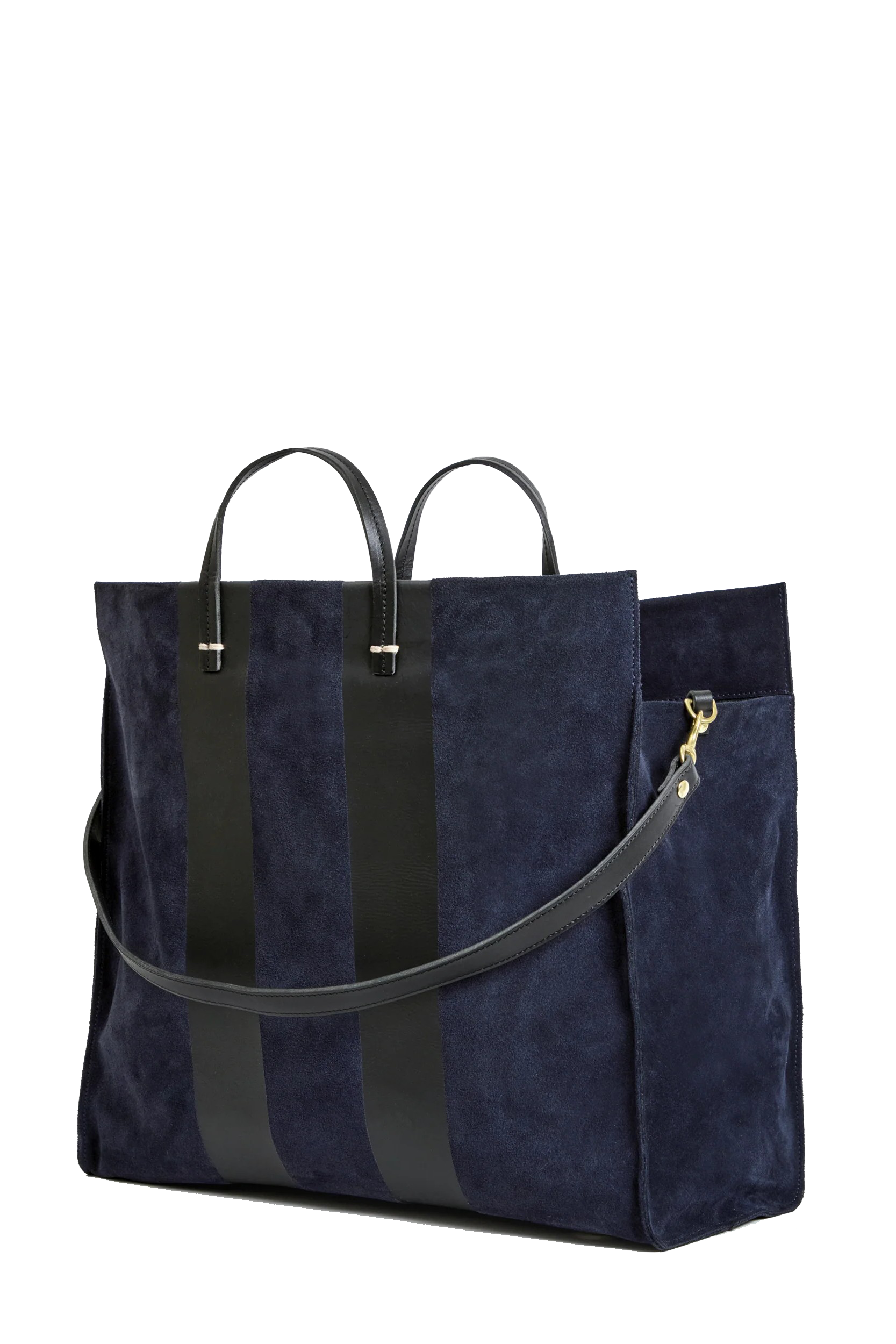 SIMPLE SUEDE TOTE W/RACING STRIPES - Handbags - Sassanova