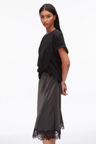 DRAPED T-SHIRT SLIP COMBO DRESS - Dresses - Sassanova
