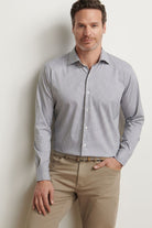 JACKSON CROWN LITE SPORT SHIRT with long sleeves and a brown and white plaid print-novaman