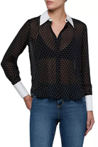 SONA POPLIN COLLAR BLOUSE BLACK/WHITE POLKA DOT Sassanova