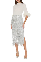 ROXANNE FRINGE SEQUIN MIDI SKIRT - sassanova
