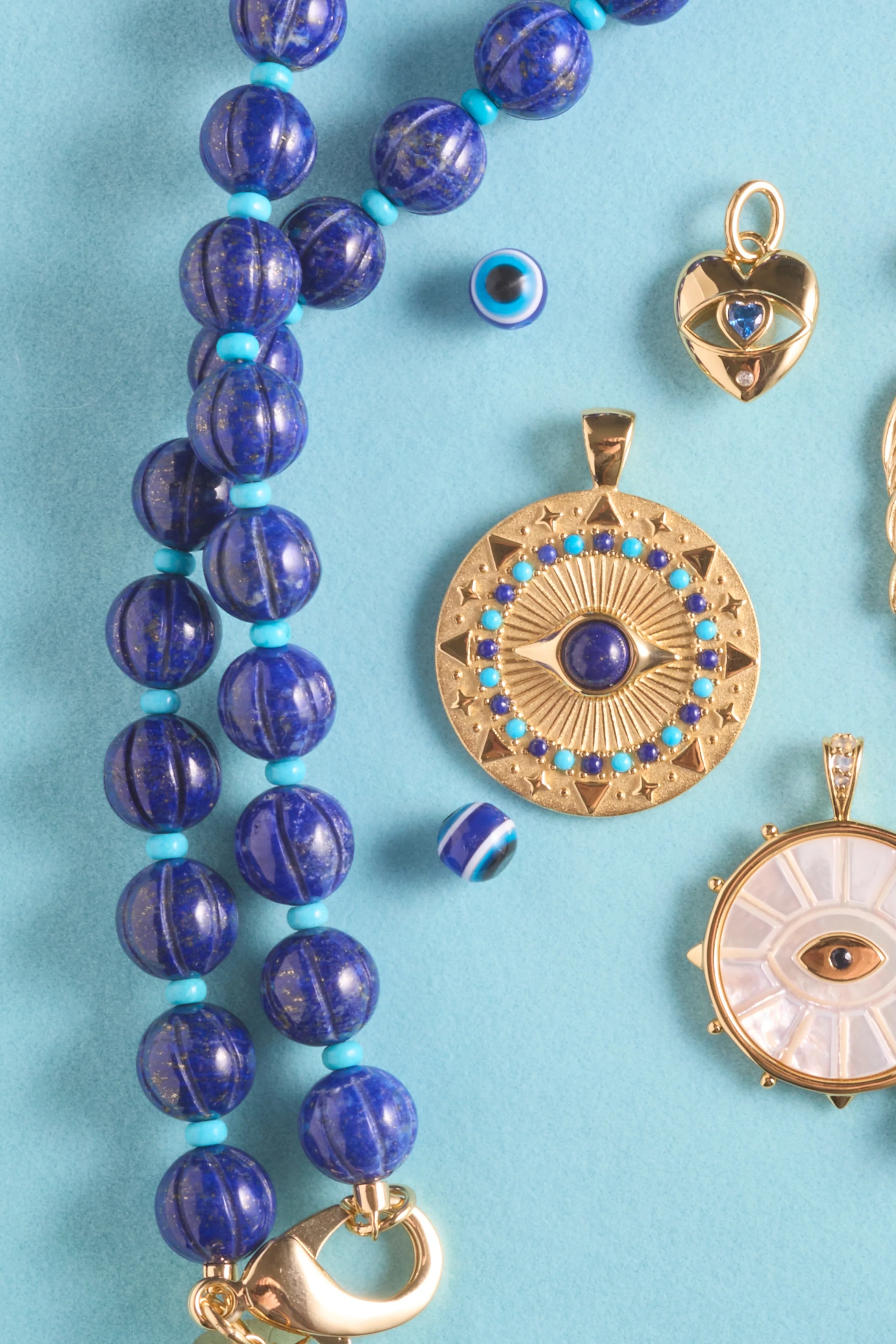 LAPIS PUMPKIN BEADED NECKLACE - Necklaces - Sassanova
