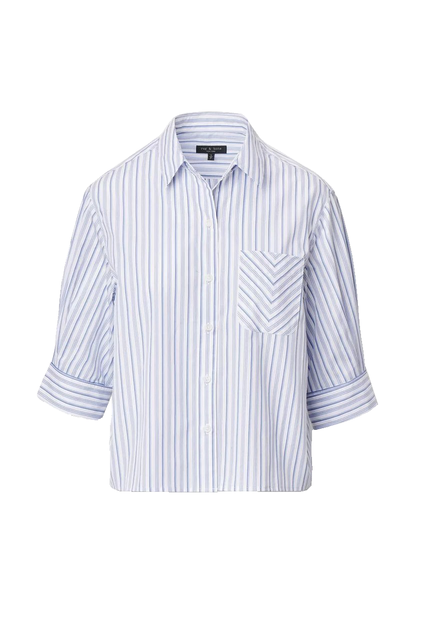 LUCIA STRIPE POPLIN SHIRT - Blouses - Sassanova