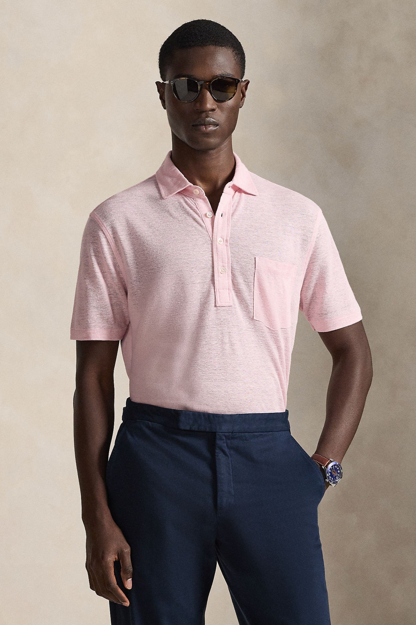 SHORT SLEEVE LINEN PIQUE POLO - Polos - Novaman