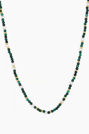 PHOEBE BEADED NECKLACE-GLD/GRN/WHT
