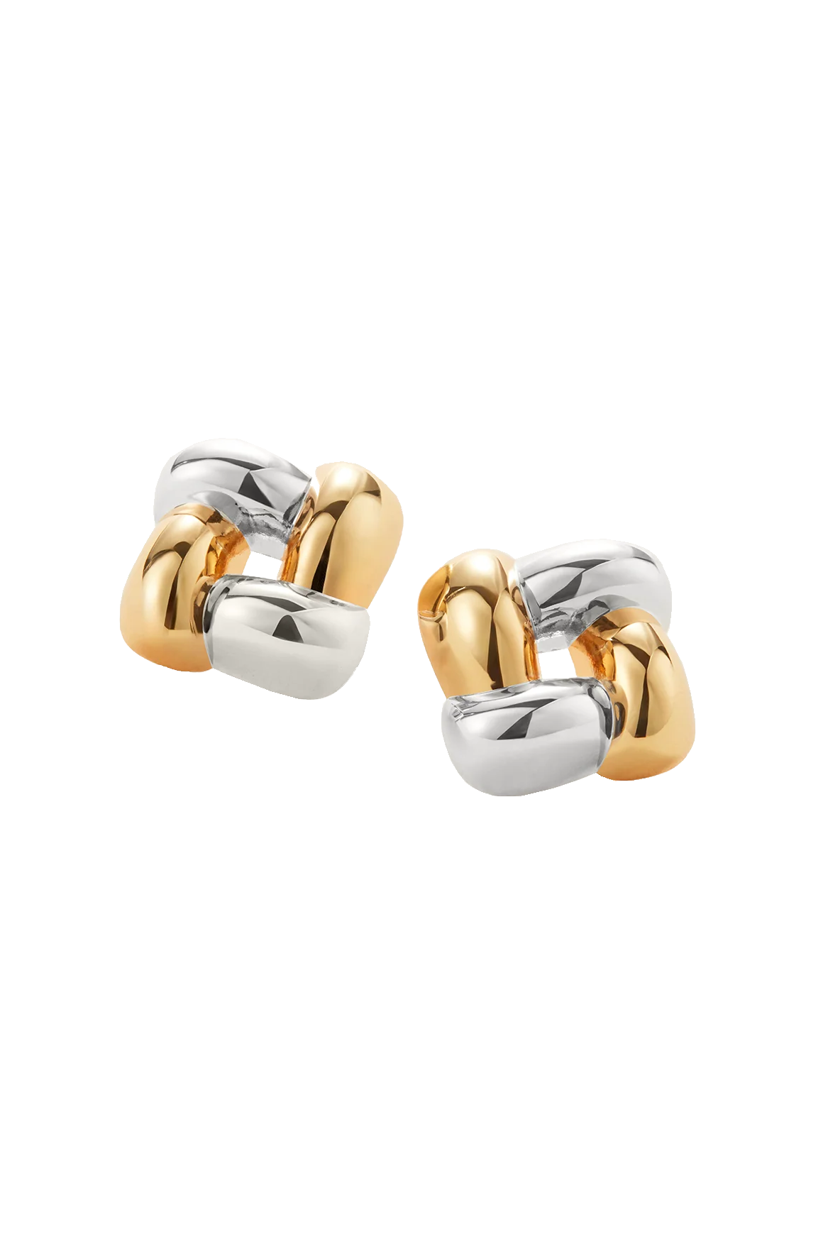 WOVEN SQUARE EARRINGS- TWO-TONE - Earrings - Sassanova