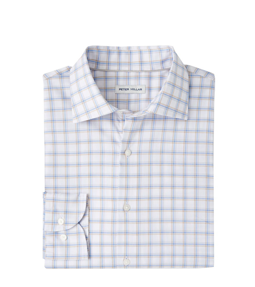 LENOX COTTON SPORT SHIRT with long sleeves, white color base and windowpane pattern-novaman