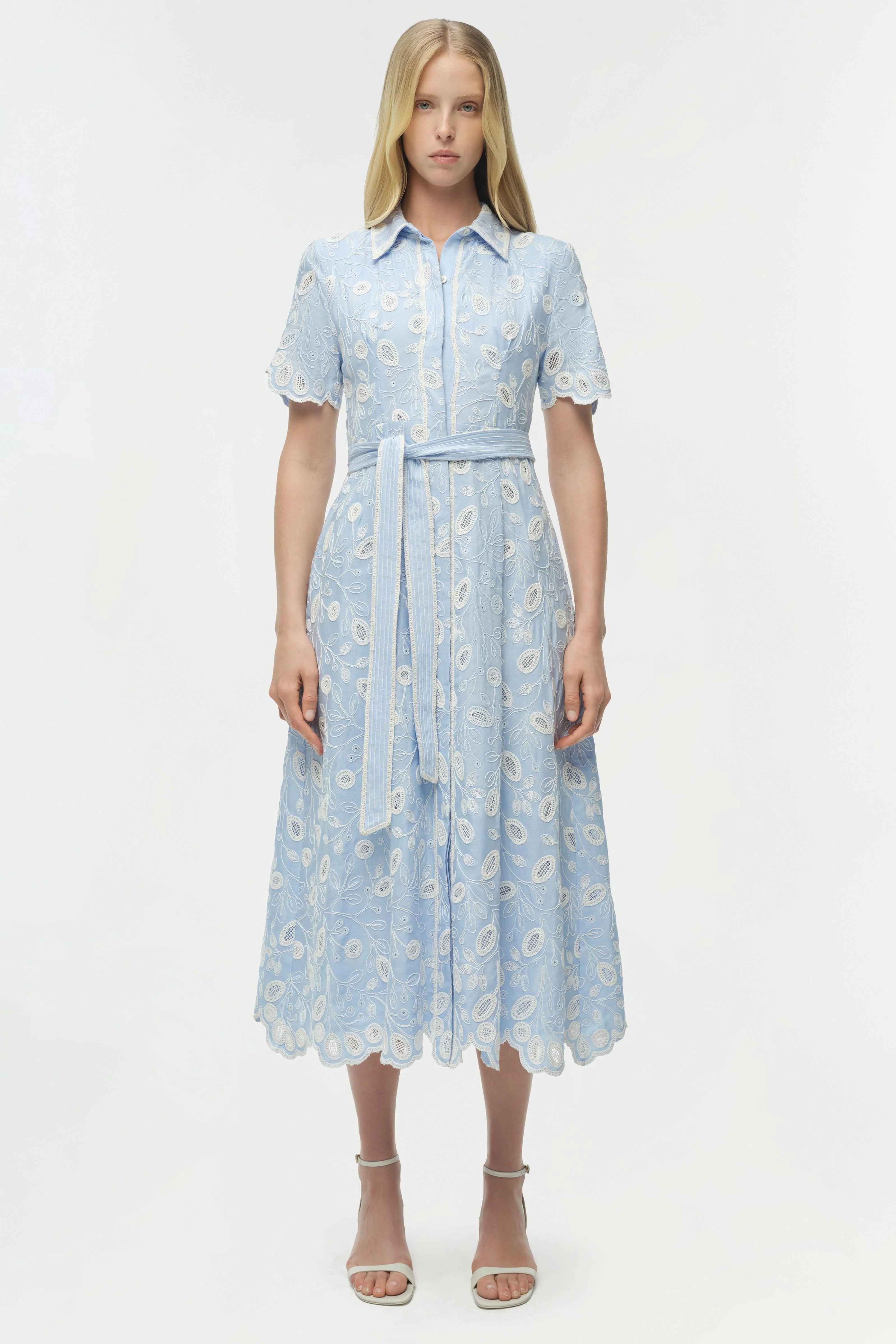 AUDRIA SHORT SLEEVE BELTED MIDI DRESS - Dresses - Sassanova