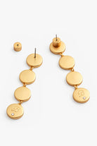 AMY ROUND BEZEL DROP EARRING - Earrings - Sassanova