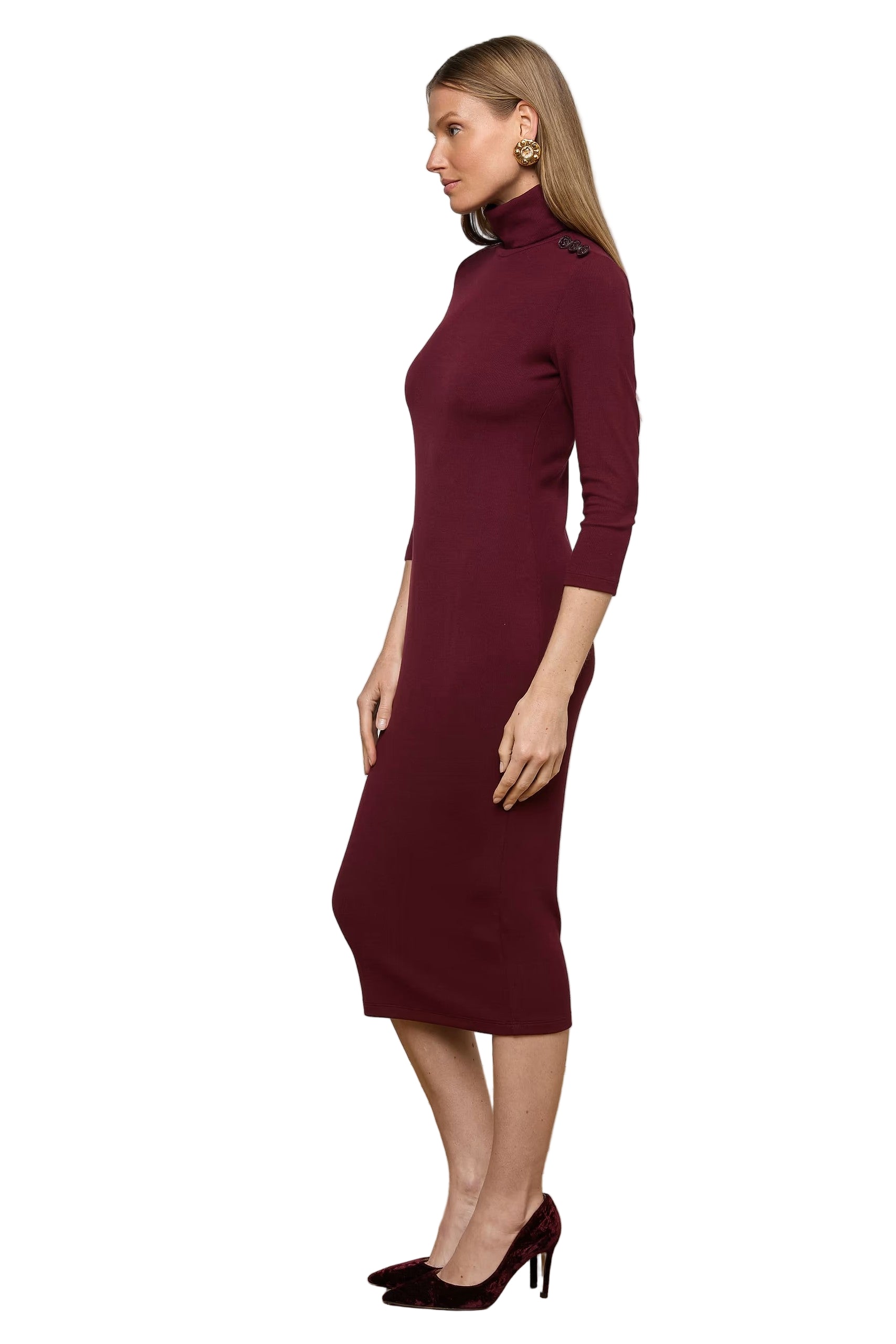 VOLETTA 3/4 SLV TURTLENECK DRESS - Sassanova