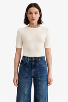 ELBOW SLEEVE KNIT CREWNECK - T-shirts - Sassanova