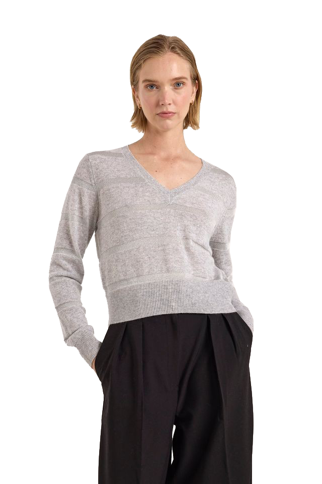 SIMONE LUREX STRIPE V NECK - Sweaters - Sassanova