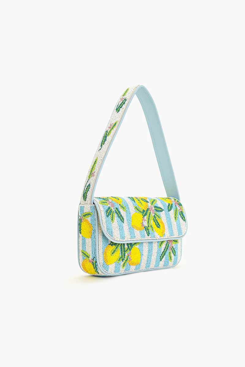 LIMONCELLO STRIPE SHOULDER BAG- BLUE/WHITE/YELLOW - Shoulder Bags - Sassanova