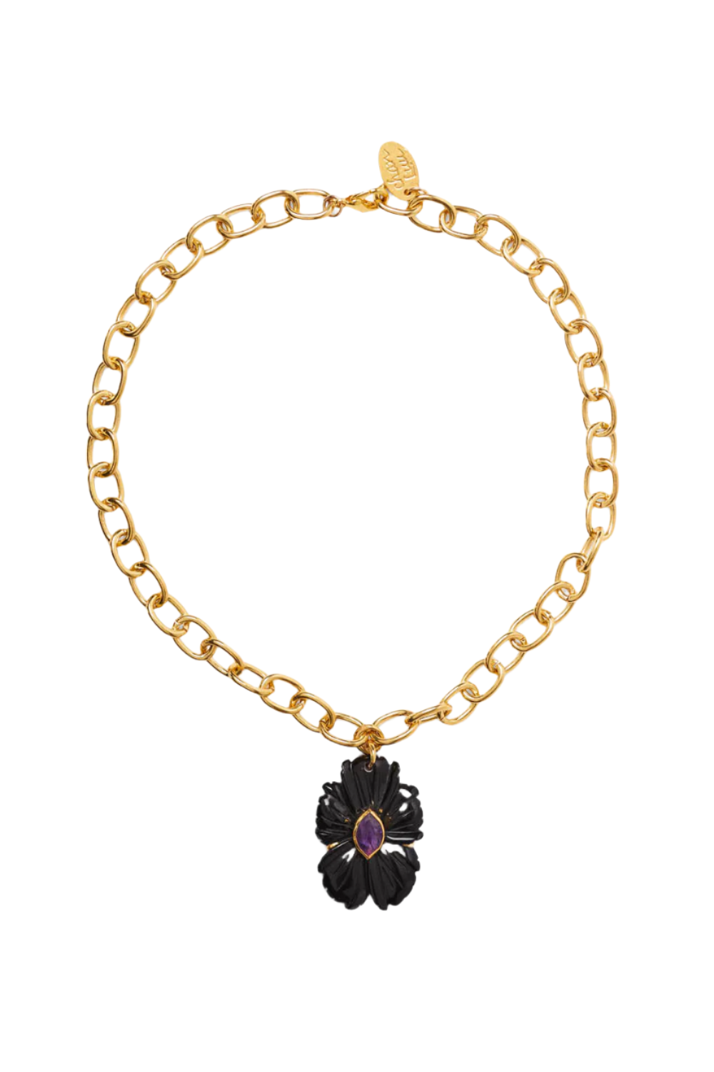 BLACK AGATE FLOWER PENDANT NECKLACE (NGZ-15275)
sassanova