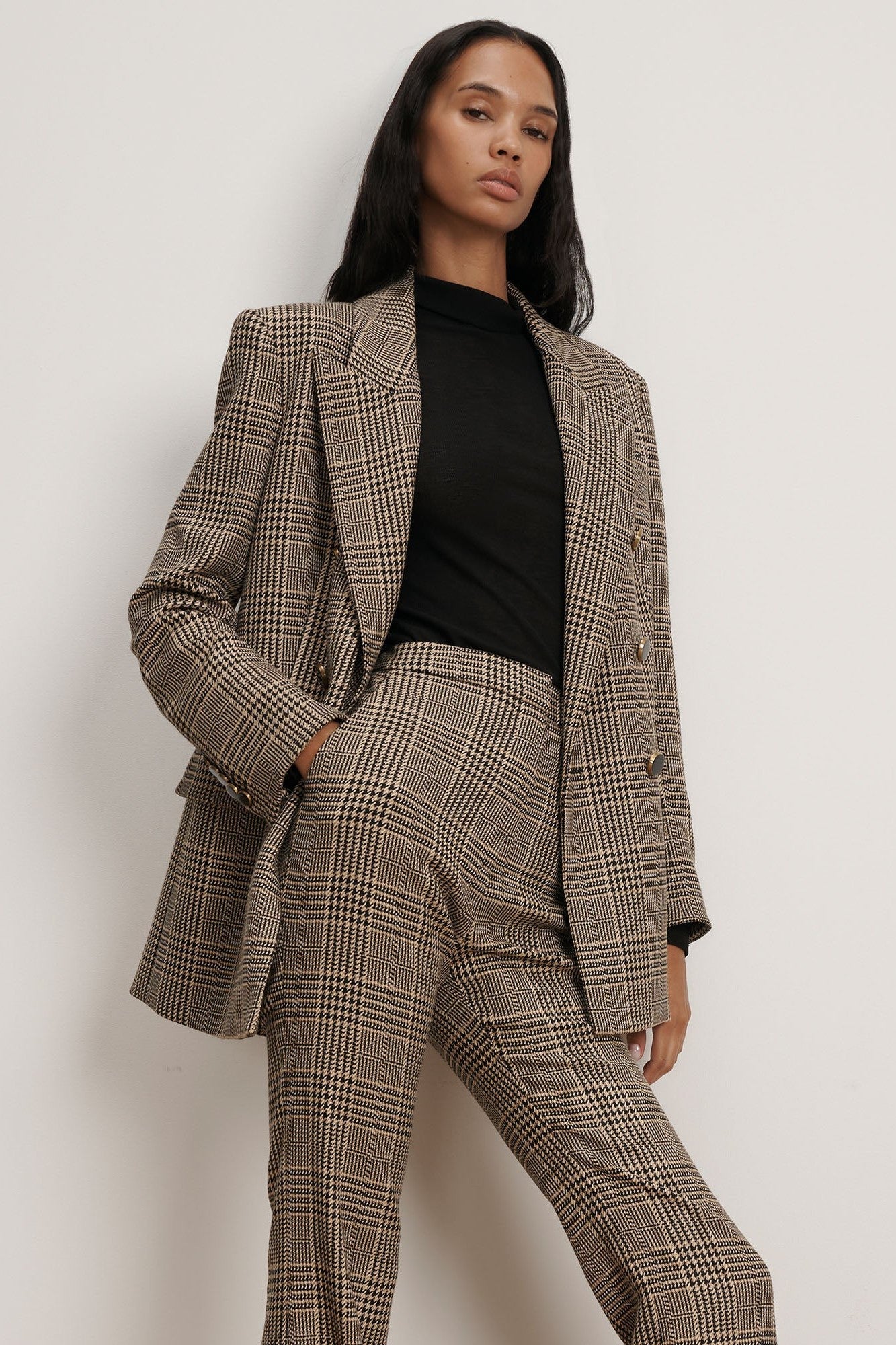 Rhys dickey jacket in black multi houndstooth-sassanova