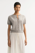 BRUSHED SHORT SLEEVE CARDIGAN - Sweaters - Sassanova