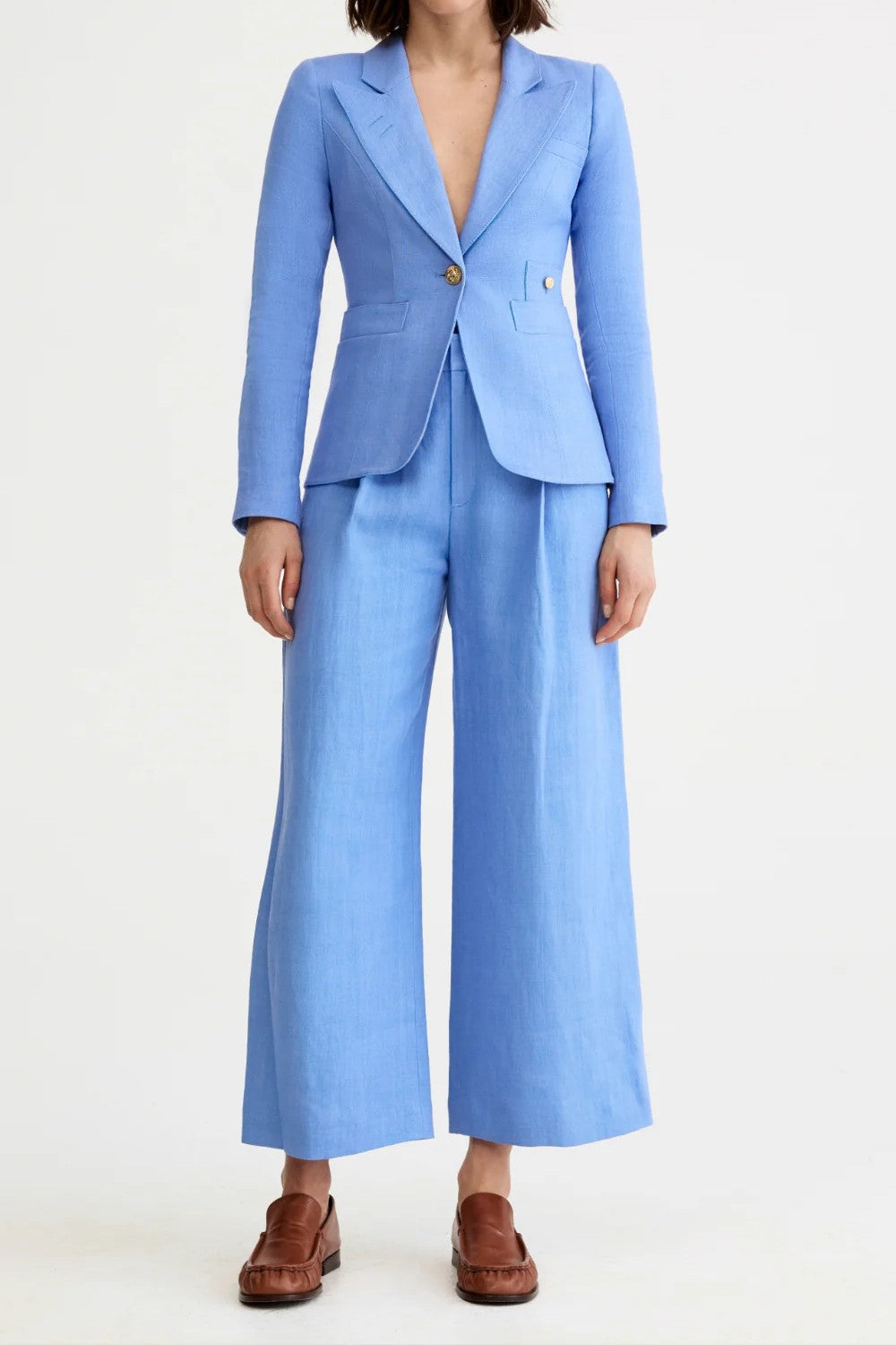 LINEN CROPPED PLEATED TROUSER - Pants - Sassanova