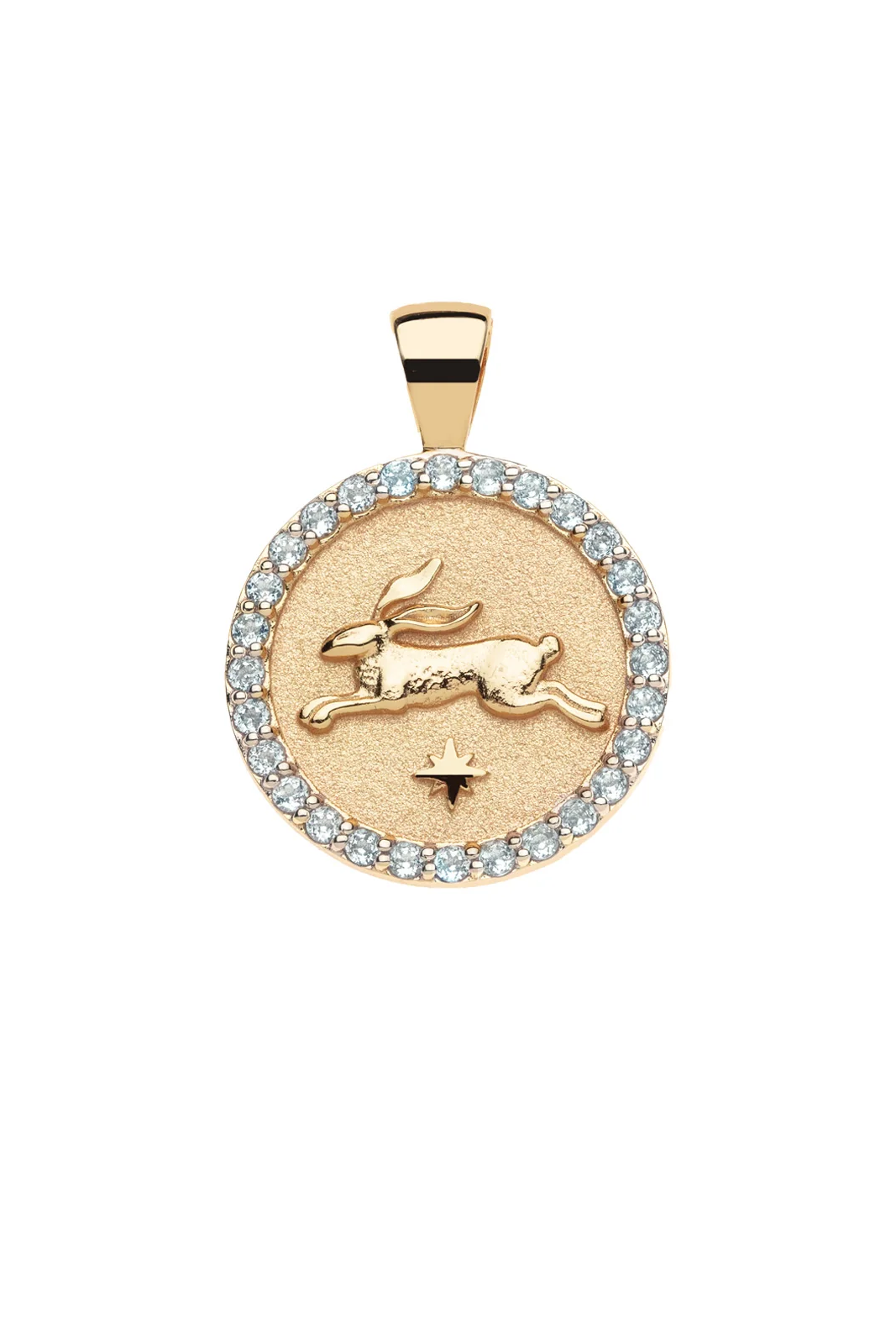 LUCKY RABBIT SMALL EMBELLISHED WHITE TOPAZ PENDANT- SATELLITE CHAIN - Necklaces - Sassanova