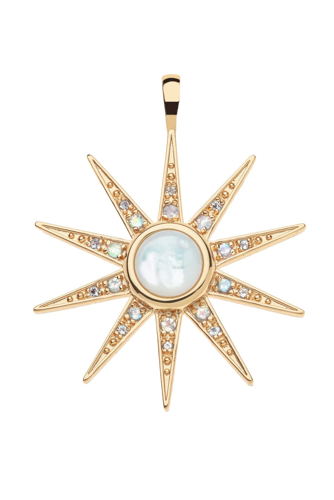 LUCKY SPARKLING MOTHER OF PEARL SUPERNOVA PENDANT- CLASSIC ROLO CHAIN - Necklaces - Sassanova