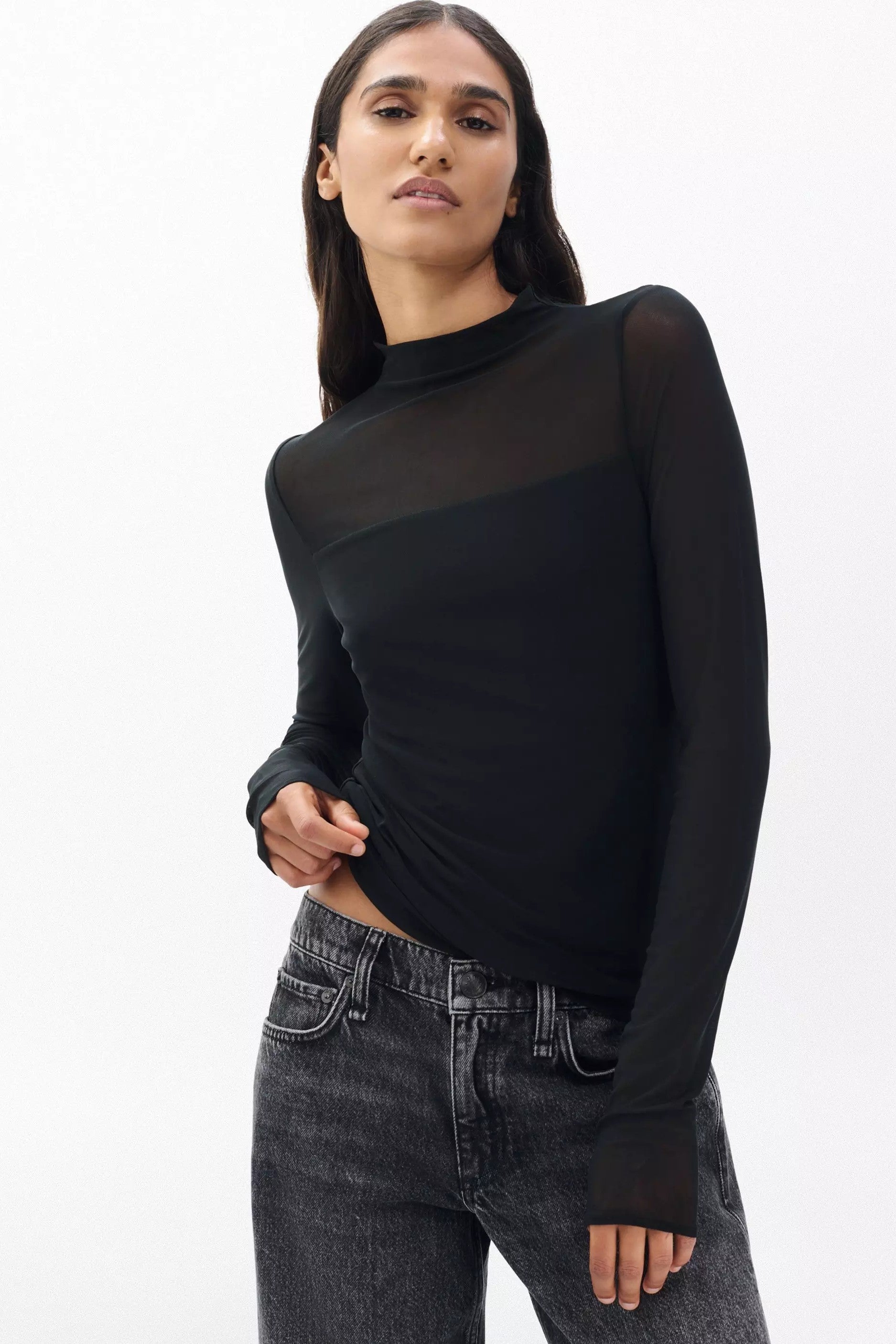 LUCA DBL LAYER MIX MEDIA MOCKNECK LS TOP - Sassanova