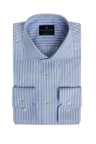 STRIPED COTTON TWILL DRESS SHIRT - Long Sleeved Shirts - Novaman