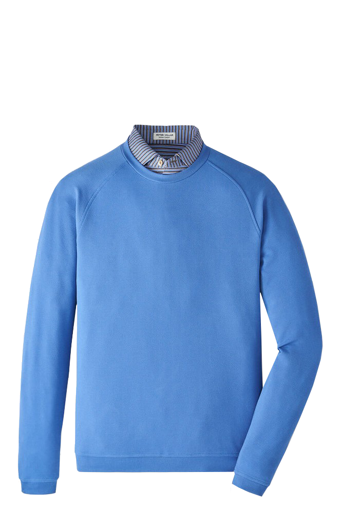 CRADLE PIQUE PERFORMANCE CREW in a solid bright blue color with ribbed hems-novaman
